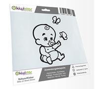 Kiwistar - Car Sticker Baby on Board - Black mat - Baby Butterflies - Without Desired Text 30cm - Decal for Bicycle Vehicle Truck SUV