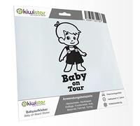 Kiwistar - Car Sticker Baby on Board - Black mat - Boy Overalls - Baby on Tour 30cm - Decal for Bicycle Vehicle Truck SUV