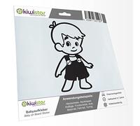 Kiwistar - Car Sticker Baby on Board - Black mat - Boy Overalls - Without Desired Text 15cm - Decal for Bicycle Vehicle Truck SUV