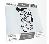 Kiwistar - Car Sticker Baby on Board - Black mat - cappy Dog boy - Without Desired Text 20cm - Decal for Bicycle Vehicle Truck SUV