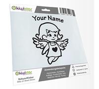 Kiwistar - Car Sticker Baby on Board - Black mat - Little Angel Girl - Individually Personalized with The Desired Text 15cm - Decal for Bicycle Vehicle Truck SUV