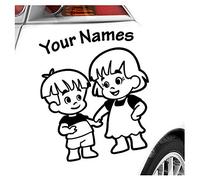 Kiwistar - Car Sticker Baby on Board - Black - Siblings Boy Girl - Individually Personalized with The Desired Text 15cm - Decal for Bicycle Vehicle Truck SUV