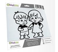 Kiwistar - Car Sticker Baby on Board - Black - Siblings Boy Girl - Without Desired Text 15cm - Decal for Bicycle Vehicle Truck SUV