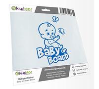 Kiwistar - Car Sticker Baby on Board - Blue - Baby Butterflies - Baby on Board 30cm - Decal for Bicycle Vehicle Truck SUV