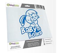 Kiwistar - Car Sticker Baby on Board - Blue - Bunny Girl - Baby on Board 24cm - Decal for Bicycle Vehicle Truck SUV