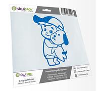 Kiwistar - Car Sticker Baby on Board - Blue - cappy Dog boy - Without Desired Text 30cm - Decal for Bicycle Vehicle Truck SUV