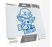 Kiwistar - Car Sticker Baby on Board - Blue - Little Angel Girl - Baby on Board 30cm - Decal for Bicycle Vehicle Truck SUV