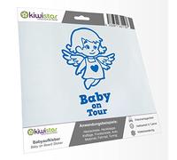 Kiwistar - Car Sticker Baby on Board - Blue - Little Angel Girl - Baby on Tour 20cm - Decal for Bicycle Vehicle Truck SUV