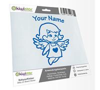 Kiwistar - Car Sticker Baby on Board - Blue - Little Angel Girl - Individually Personalized with The Desired Text 20cm - Decal for Bicycle Vehicle Truck SUV