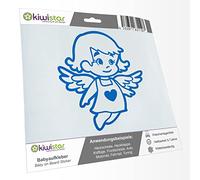 Kiwistar - Car Sticker Baby on Board - Blue - Little Angel Girl - Without Desired Text 24cm - Decal for Bicycle Vehicle Truck SUV