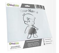 Kiwistar - Car Sticker Baby on Board - Chrome - Boy Overalls - Individually Personalized with The Desired Text 20cm - Decal for Bicycle Vehicle Truck SUV