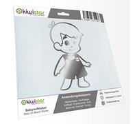 Kiwistar - Car Sticker Baby on Board - Chrome - Boy Overalls - Without Desired Text 30cm - Decal for Bicycle Vehicle Truck SUV