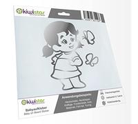 Kiwistar - Car Sticker Baby on Board - Chrome - Butterfly Girl - Without Desired Text 15cm - Decal for Bicycle Vehicle Truck SUV