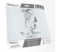 Kiwistar - Car Sticker Baby on Board - Chrome - cappy Dog boy - Individually Personalized with The Desired Text + on Board 24cm - Decal for Bicycle Vehicle Truck SUV