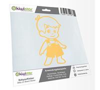 Kiwistar - Car Sticker Baby on Board - Creme - Boy Overalls - Without Desired Text 20cm - Decal for Bicycle Vehicle Truck SUV