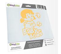 Kiwistar - Car Sticker Baby on Board - Creme - Butterfly Girl - Baby on Board 15cm - Decal for Bicycle Vehicle Truck SUV