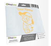 Kiwistar - Car Sticker Baby on Board - Creme - cappy Dog boy - Individually Personalized with The Desired Text 15cm - Decal for Bicycle Vehicle Truck SUV
