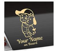 Kiwistar - Car Sticker Baby on Board - Creme - cappy Dog boy - Individually Personalized with The Desired Text + on Board 20cm - Decal for Bicycle Vehicle Truck SUV