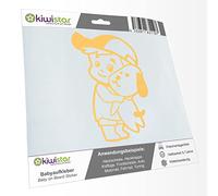 Kiwistar - Car Sticker Baby on Board - Creme - cappy Dog boy - Without Desired Text 15cm - Decal for Bicycle Vehicle Truck SUV