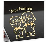Kiwistar - Car Sticker Baby on Board - Creme - Siblings Boy Girl - Individually Personalized with The Desired Text 30cm - Decal for Bicycle Vehicle Truck SUV