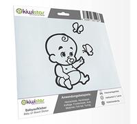 Kiwistar - Car Sticker Baby on Board - Dark Grey - Baby Butterflies - Without Desired Text 20cm - Decal for Bicycle Vehicle Truck SUV