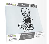 Kiwistar - Car Sticker Baby on Board - Dark Grey - Boy Overalls - Baby on Board 24cm - Decal for Bicycle Vehicle Truck SUV