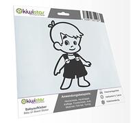 Kiwistar - Car Sticker Baby on Board - Dark Grey - Boy Overalls - Without Desired Text 15cm - Decal for Bicycle Vehicle Truck SUV