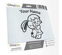 Kiwistar - Car Sticker Baby on Board - Dark Grey - Bunny Girl - Individually Personalized with The Desired Text 20cm - Decal for Bicycle Vehicle Truck SUV