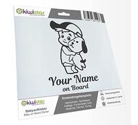 Kiwistar - Car Sticker Baby on Board - Dark Grey - cappy Dog boy - Individually Personalized with The Desired Text + on Board 24cm - Decal for Bicycle Vehicle Truck SUV