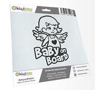 Kiwistar - Car Sticker Baby on Board - Dark Grey - Little Angel Girl - Baby on Board 30cm - Decal for Bicycle Vehicle Truck SUV