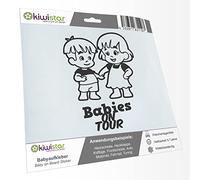 Kiwistar - Car Sticker Baby on Board - Dark Grey - Siblings Boy Girl - Baby on Tour 30cm - Decal for Bicycle Vehicle Truck SUV