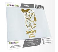 Kiwistar - Car Sticker Baby on Board - Gold - cappy Dog boy - Baby on Tour 30cm - Decal for Bicycle Vehicle Truck SUV