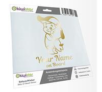 Kiwistar - Car Sticker Baby on Board - Gold Chrome - cappy Dog boy - Individually Personalized with The Desired Text + on Board 30cm - Decal for Bicycle Vehicle Truck SUV