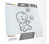 Kiwistar - Car Sticker Baby on Board - Grey - Baby Butterflies - Without Desired Text 30cm - Decal for Bicycle Vehicle Truck SUV