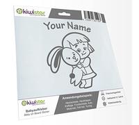Kiwistar - Car Sticker Baby on Board - Grey - Bunny Girl - Individually Personalized with The Desired Text 30cm - Decal for Bicycle Vehicle Truck SUV