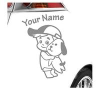 Kiwistar - Car Sticker Baby on Board - Grey - cappy Dog boy - Individually Personalized with The Desired Text 20cm - Decal for Bicycle Vehicle Truck SUV