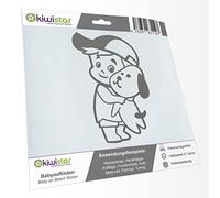 Kiwistar - Car Sticker Baby on Board - Grey - cappy Dog boy - Without Desired Text 30cm - Decal for Bicycle Vehicle Truck SUV