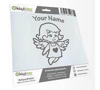 Kiwistar - Car Sticker Baby on Board - Grey - Little Angel Girl - Individually Personalized with The Desired Text 15cm - Decal for Bicycle Vehicle Truck SUV
