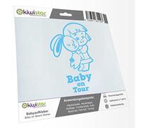 Kiwistar - Car Sticker Baby on Board - Light Blue - Bunny Girl - Baby on Tour 30cm - Decal for Bicycle Vehicle Truck SUV