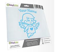 Kiwistar - Car Sticker Baby on Board - Light Blue - Little Angel Girl - Individually Personalized with The Desired Text 30cm - Decal for Bicycle Vehicle Truck SUV