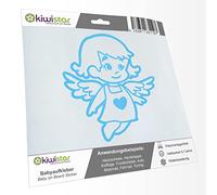 Kiwistar - Car Sticker Baby on Board - Light Blue - Little Angel Girl - Without Desired Text 24cm - Decal for Bicycle Vehicle Truck SUV