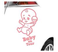 Kiwistar - Car Sticker Baby on Board - Light Rose - Baby Rattle - Baby on Tour 15cm - Decal for Bicycle Vehicle Truck SUV