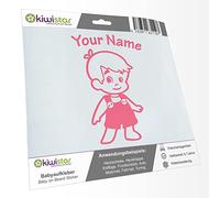 Kiwistar - Car Sticker Baby on Board - Light Rose - Boy Overalls - Individually Personalized with The Desired Text 24cm - Decal for Bicycle Vehicle Truck SUV