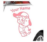 Kiwistar - Car Sticker Baby on Board - Light Rose - cappy Dog boy - Individually Personalized with The Desired Text 24cm - Decal for Bicycle Vehicle Truck SUV