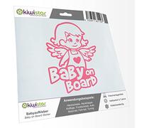 Kiwistar - Car Sticker Baby on Board - Light Rose - Little Angel Girl - Baby on Board 15cm - Decal for Bicycle Vehicle Truck SUV
