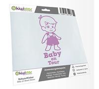 Kiwistar - Car Sticker Baby on Board - Lilac - Boy Overalls - Baby on Tour 15cm - Decal for Bicycle Vehicle Truck SUV