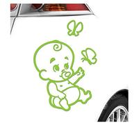 Kiwistar - Car Sticker Baby on Board - Lime Green - Baby Butterflies - Without Desired Text 15cm - Decal for Bicycle Vehicle Truck SUV