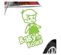 Kiwistar - Car Sticker Baby on Board - Lime Green - Boy Overalls - Baby on Board 30cm - Decal for Bicycle Vehicle Truck SUV