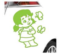 Kiwistar - Car Sticker Baby on Board - Lime Green - Butterfly Girl - Without Desired Text 15cm - Decal for Bicycle Vehicle Truck SUV
