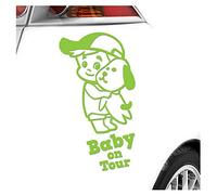 Kiwistar - Car Sticker Baby on Board - Lime Green - cappy Dog boy - Baby on Tour 15cm - Decal for Bicycle Vehicle Truck SUV